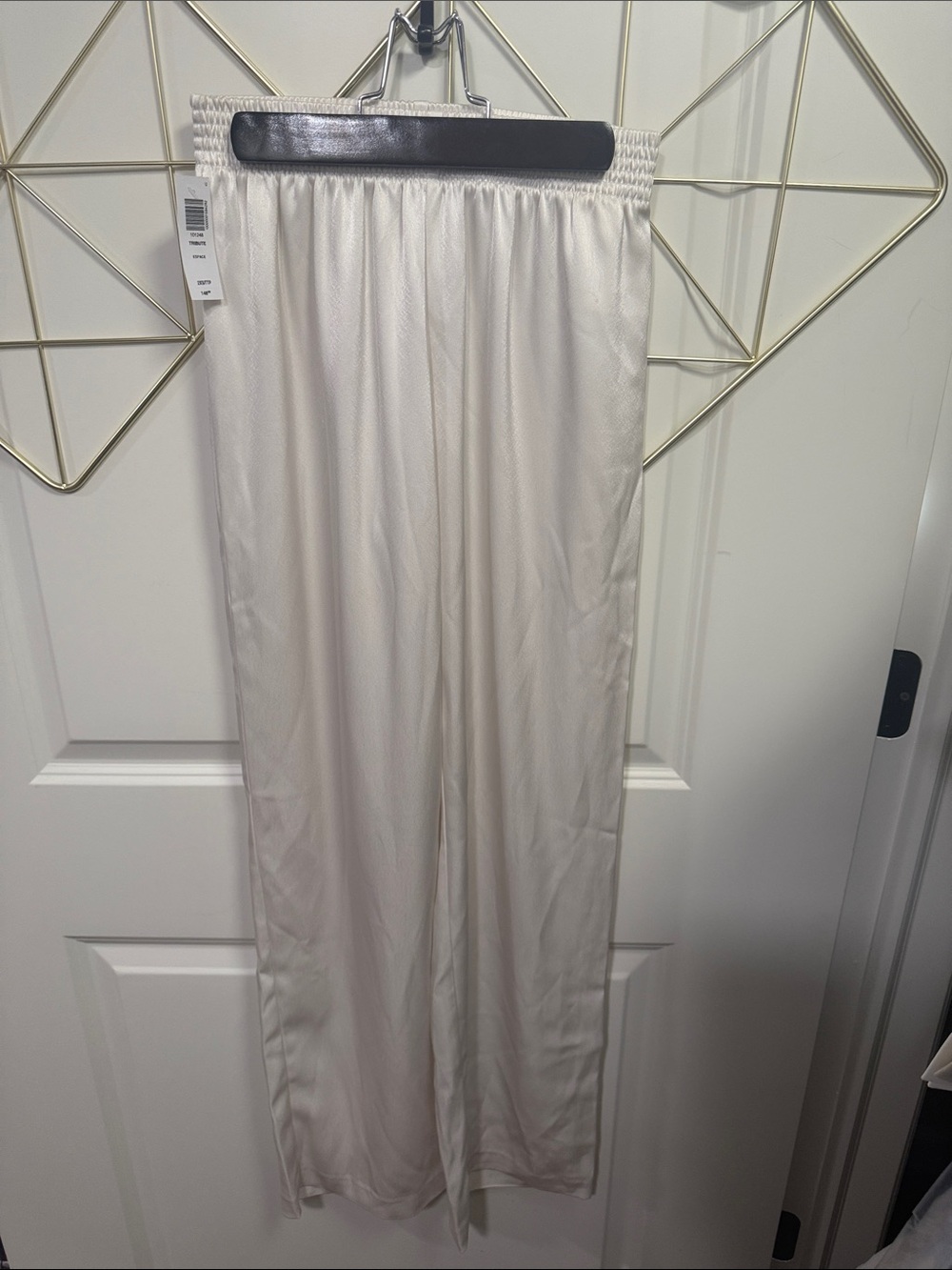 Babaton Cream Satin-Look Wide-Leg Pants